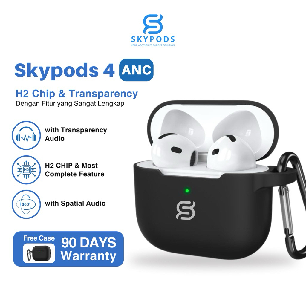 SkyPods GEN 4th Generation / Gen 4 - With Wireless Charging Case TWS Bluetooth By SkyPods Indonesia