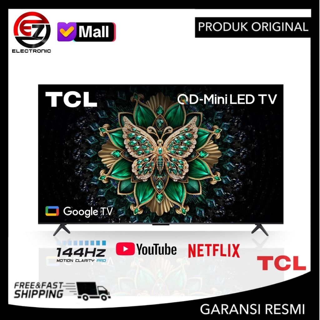 ((Khusus Chargo) TCL 55C6K Mini LED QLED 55 Inch Google TV UHD 4K HDR Dolby Vision  & Dolby Atmos 55