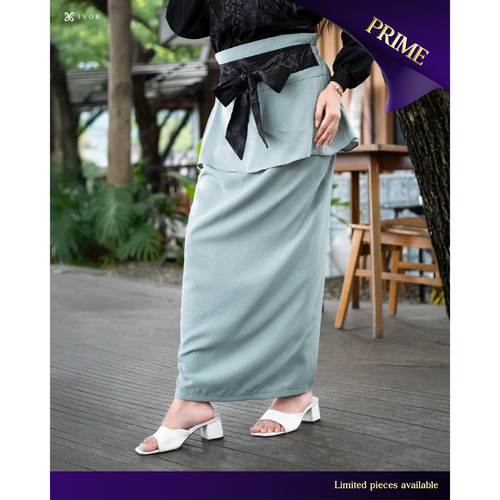Laskala x IVOR Kyra Skirt Sage Rok Batik Hijau Panjang