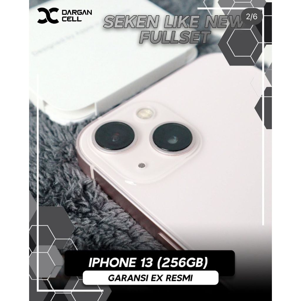 SEKEN LIKE NEW IPHONE 13 256GB FULLSET MULUS SECOND GARANSI EX RESMI. WARNA PINK