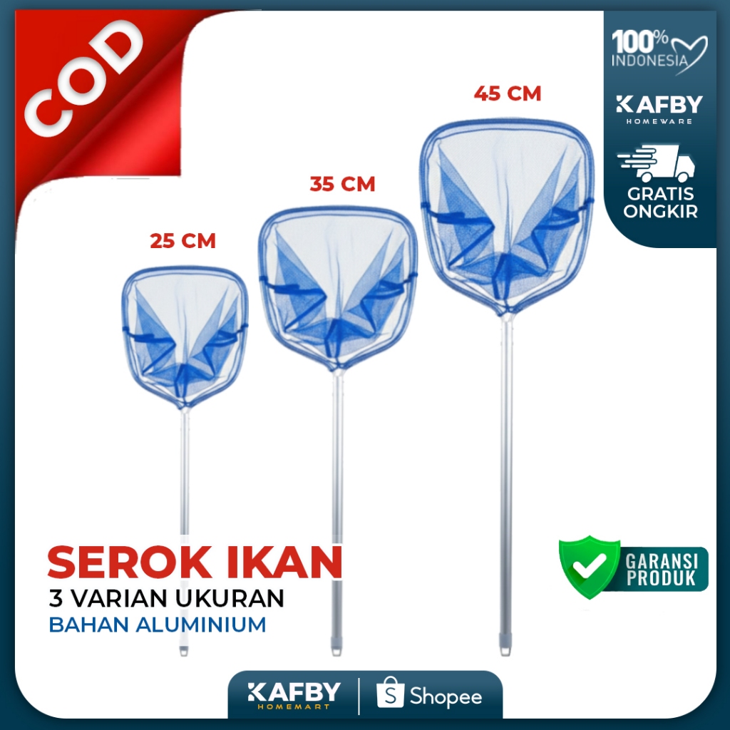 Serok ikan / Jaring ikan bahan aluminium & polynet dan trawl PE halus dan kuat.bisa COD
