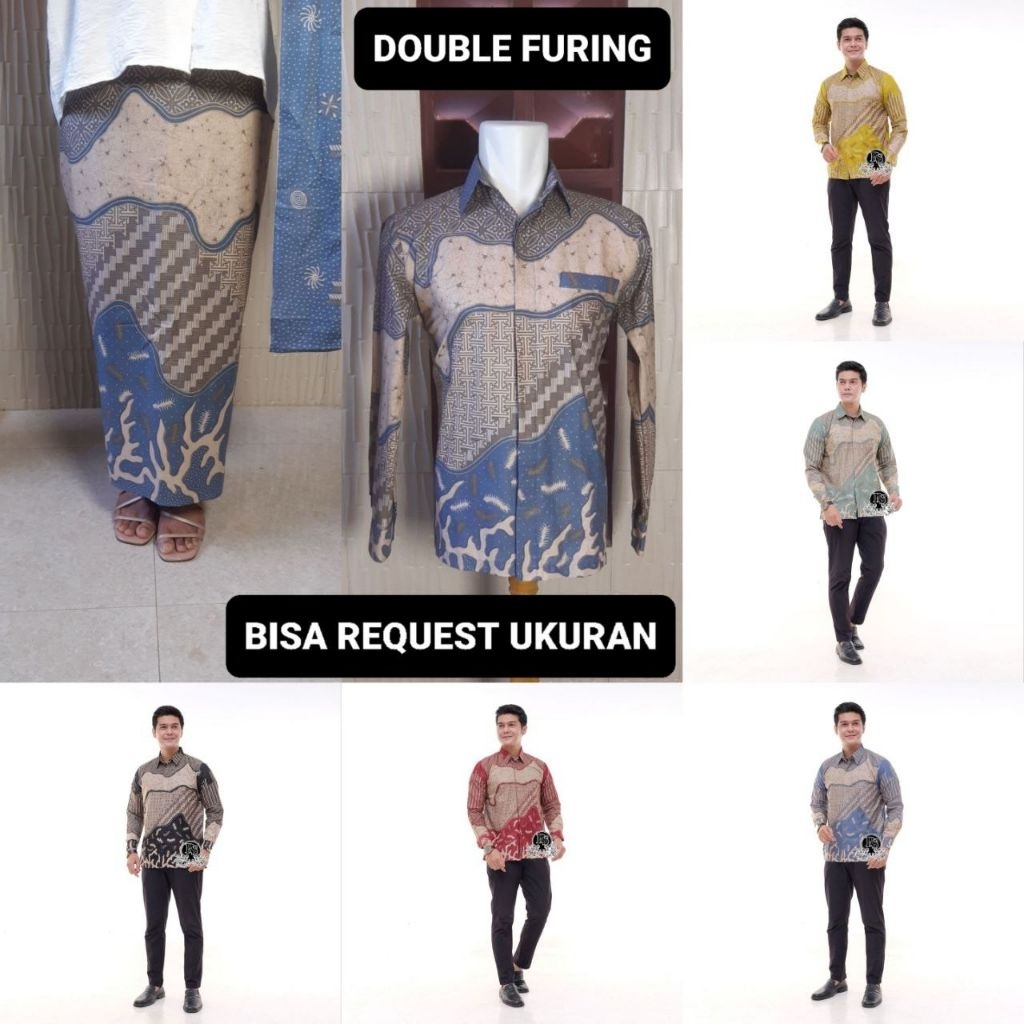 KEMEJA MOTIF INARA & ROK LAPIS FURING / BAJU SERAGAM BATIK COUPLE PASANGAN SARIMBIT KELUARGA CUSTOM 