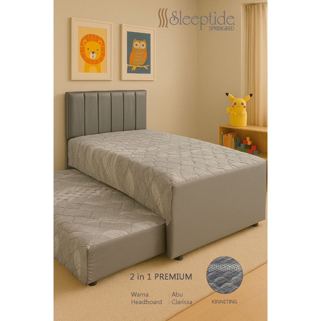SLEEPTIDE Springbed sorong 2in1 Premium Abu - Headboard Clarissa