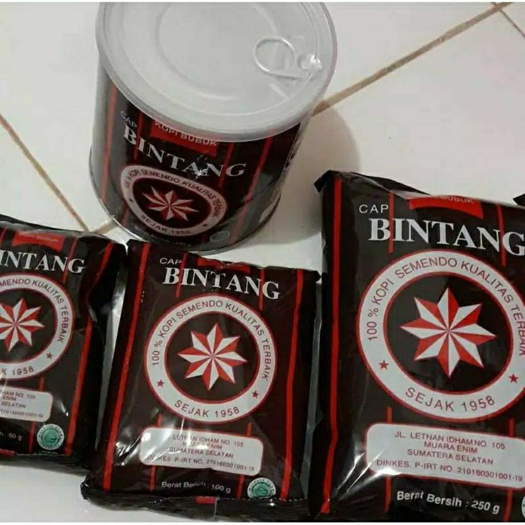 Kopi Hitam Robusta Bubuk Cap Bintang Asli Semendo Kemasan 250 Gram Untuk Takaran 35 Gelas