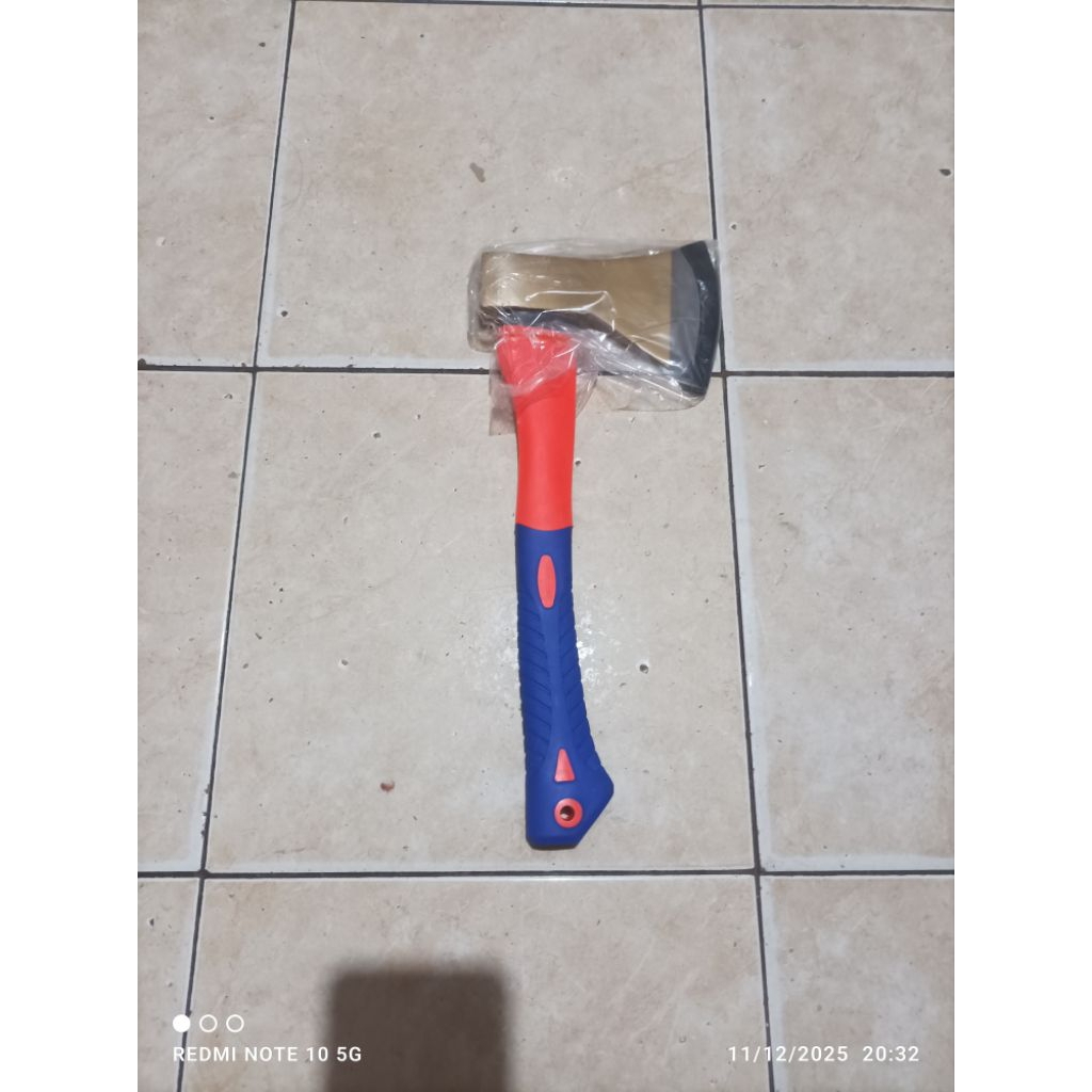 Kampak besar gagang fiber lapis karet,Kapak potong belah kayu,Kapak survival kemping multifungsi