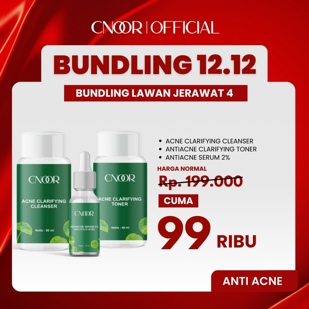 Paket Bundling Anti Acne 3 in 1 CNOOR - Skincare Jerawat Anti Acne BPOM Sepaket