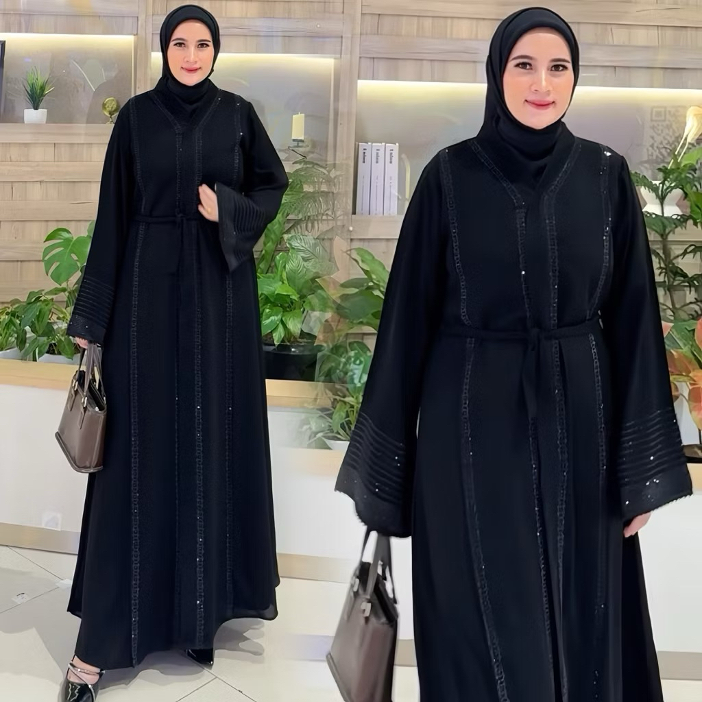 GAMIS ABAYA TURKEY SARAH HITAM ARAB GAMIS BUSUI ARAB SAUDI PAYET MEWAH