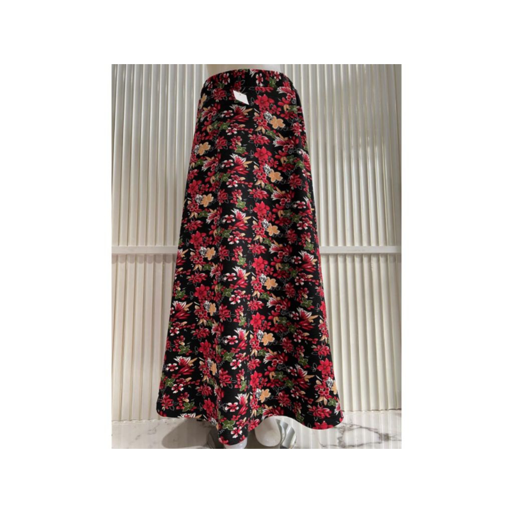 ROK PANJANG MOTIF BUNGA ALL SIZE BAHAN WAFEL KARET MELAR