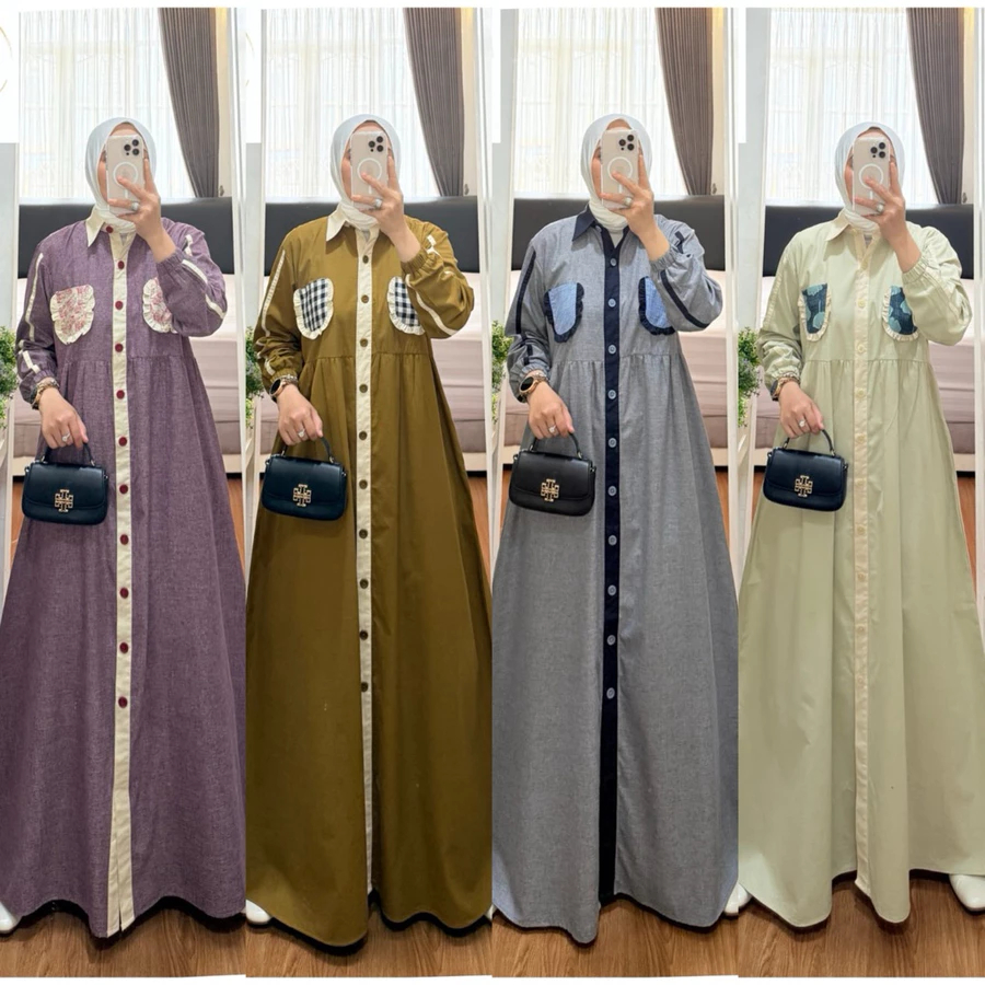 AYUDIA DRESS BY SEMUT GAMIS KATUN Original KOMBINASI SYAINA BY SEMUT KODE 8073