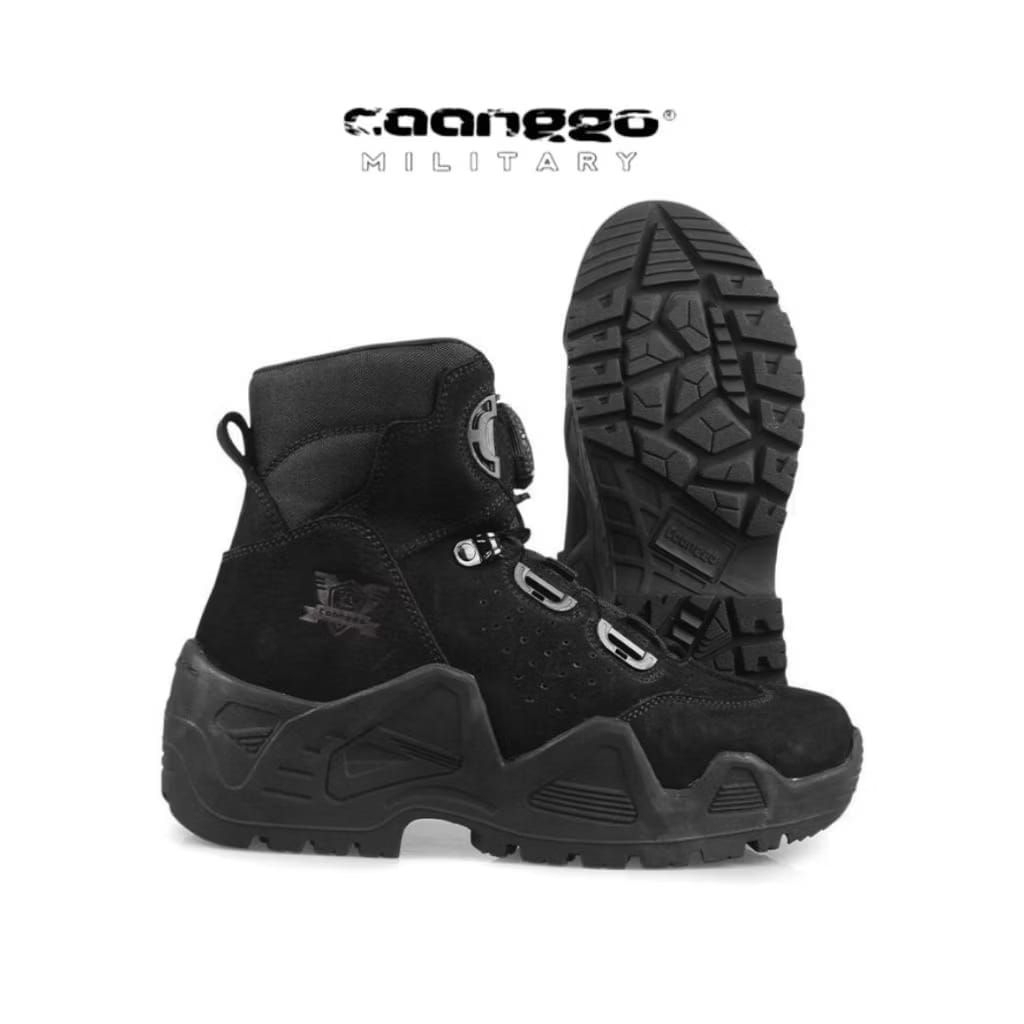 Caanggo - Sepatu PDL Angkle Boots Sepatu PDL Lantas POLRI Tali Putar Bahan Kulit Asli