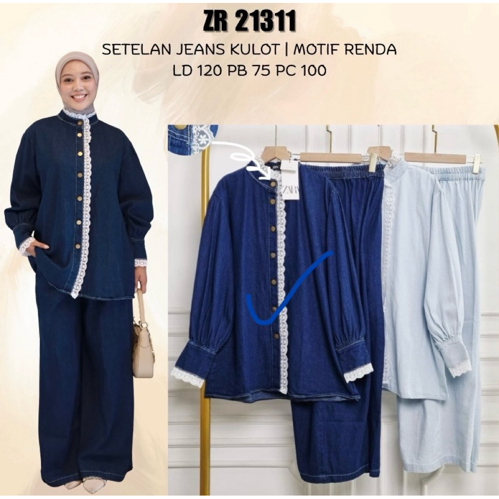 zara set jeans cutbray dan kulot