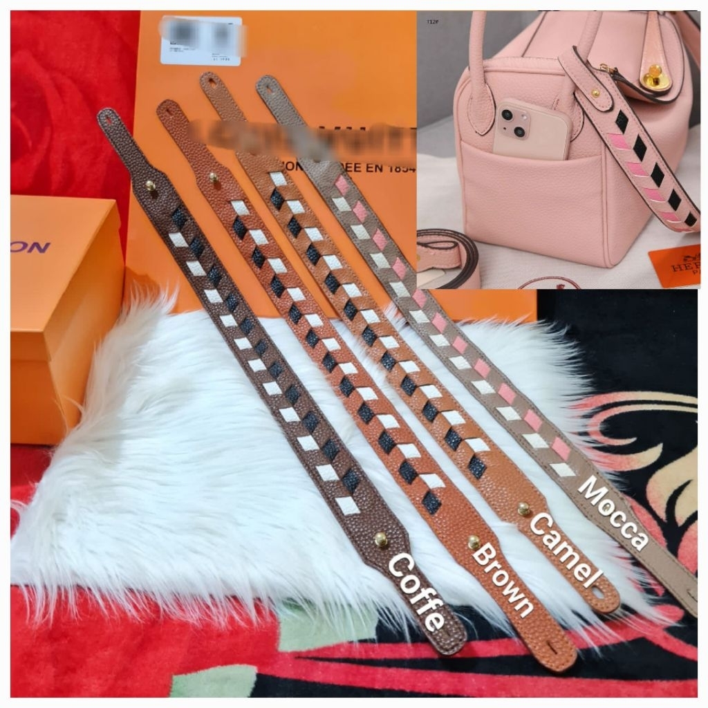 Promo Tali Tas Lindi Kepang Terlaris / Tali Pendek Tas Bahan Jeruk Premium Semi Leather / Tali Tas