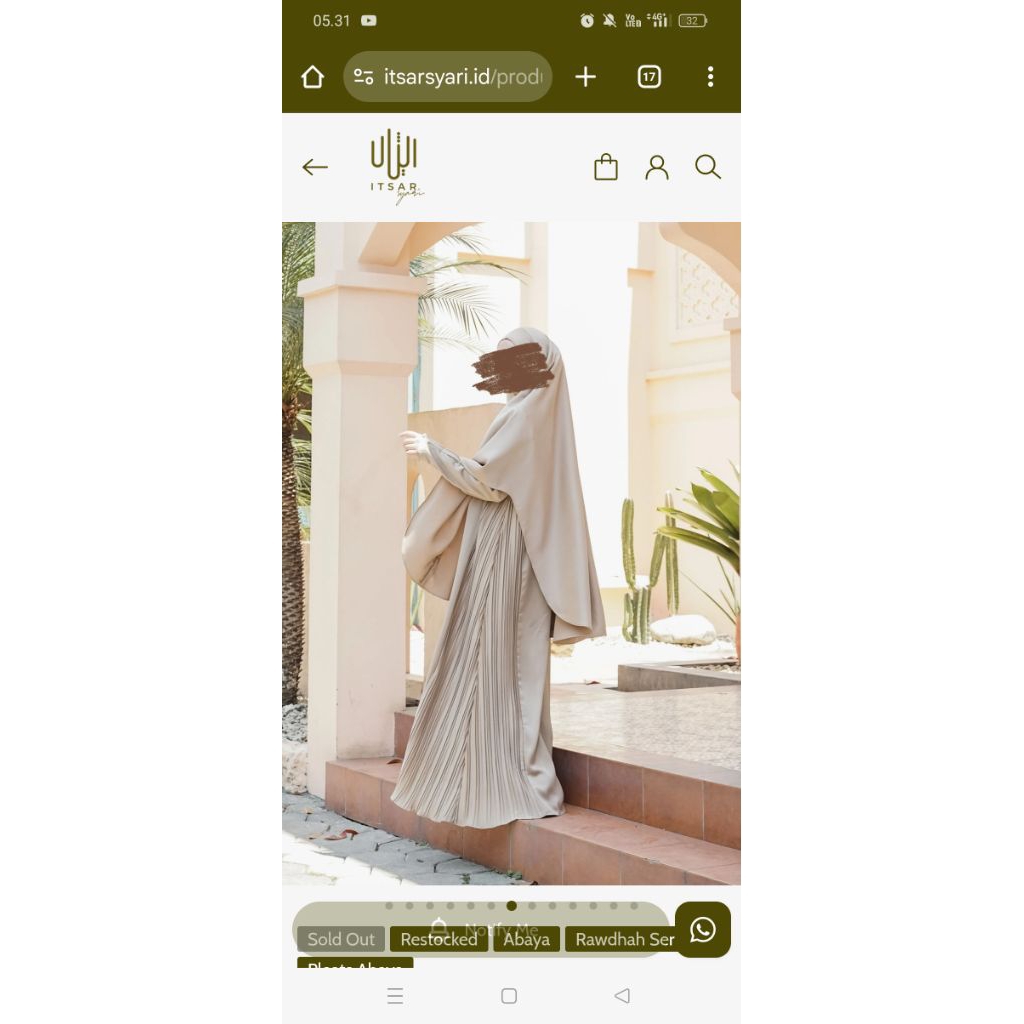 Khimar medium beige itsar syari