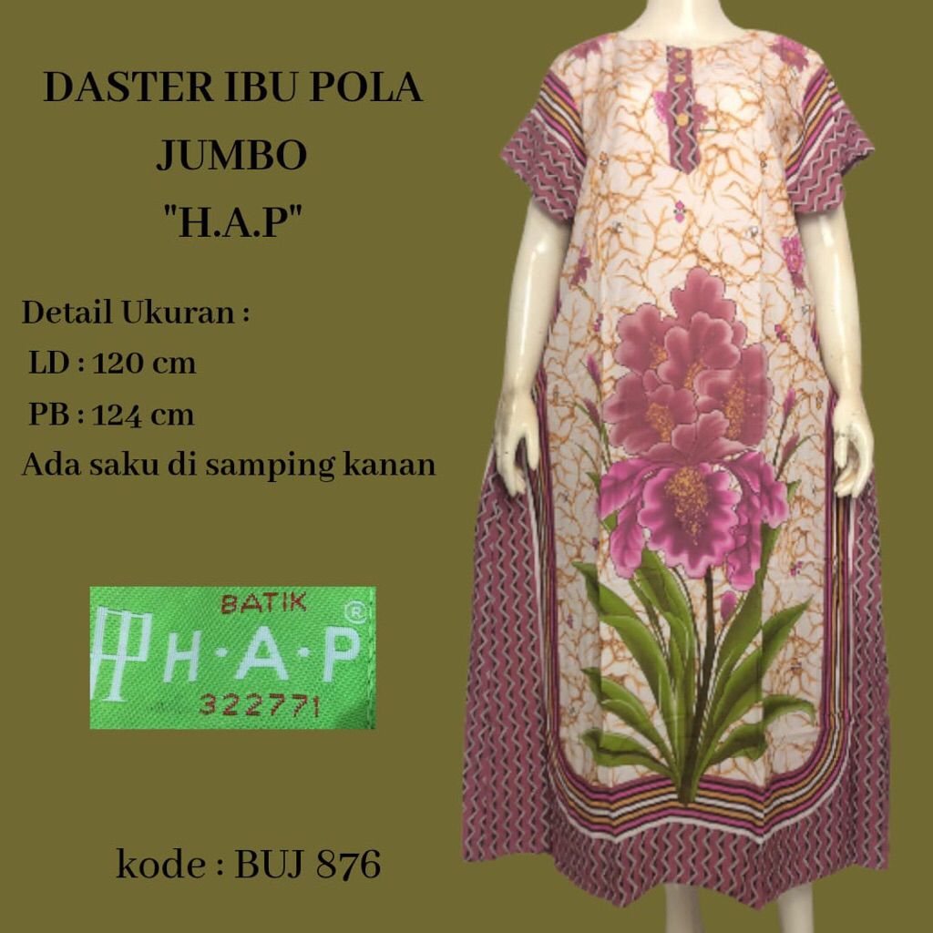 DASTER IBU POLA JUMBO BY BATIK HAP / DASTER HAP LD 120 / DASTER JUMBO BATIK HAP