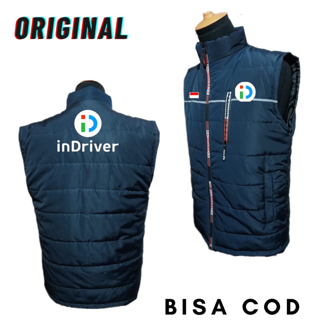 Ori  Rompi indriver  Waterproof Tebal List Menyala, Rompi Motor Hijau OJEK ONLINE Ojol Tebal Anti An