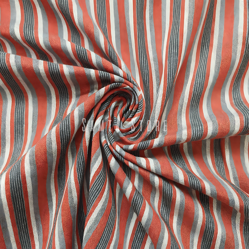 Kain Tenun Asli Motif Salur Merah Abu Putih Hitam