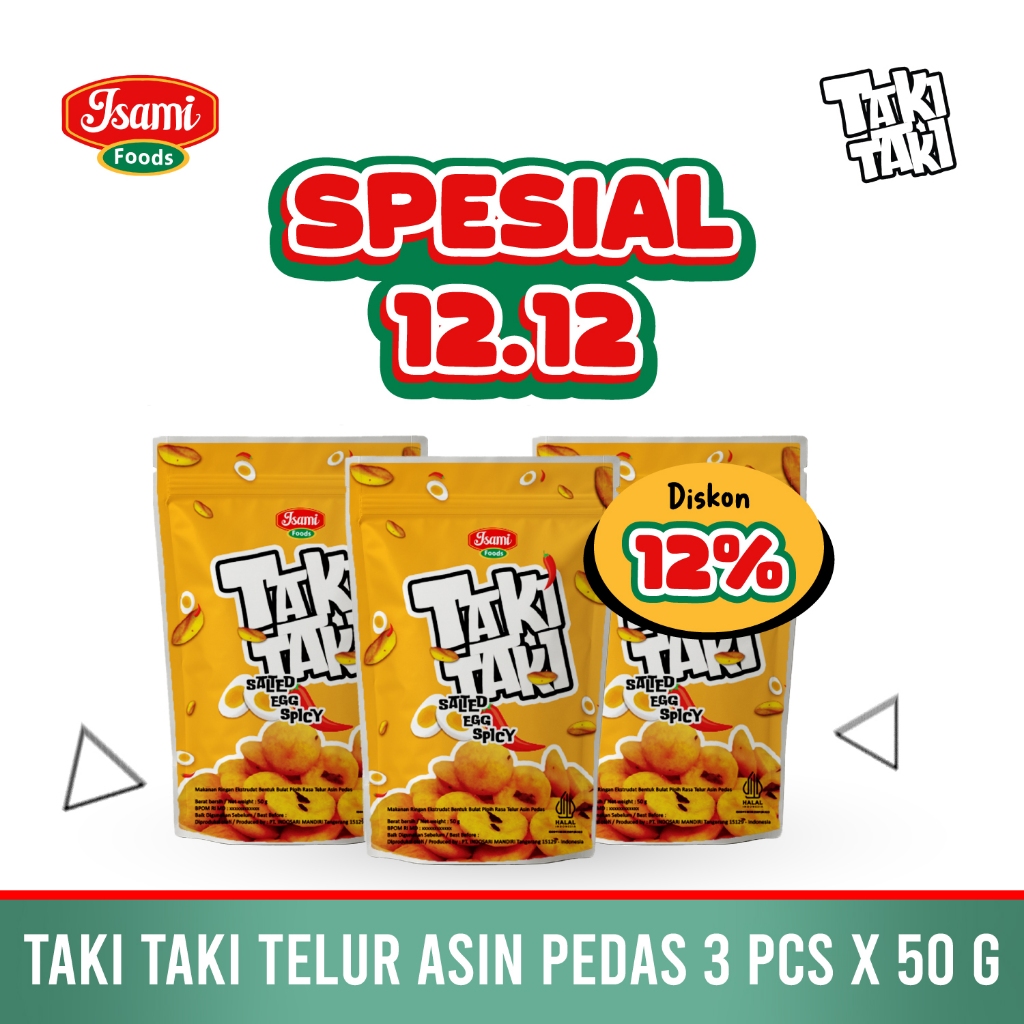 Cemilan Pedas Taki Taki Salted Egg Spicy 50 gr x 3 pcs