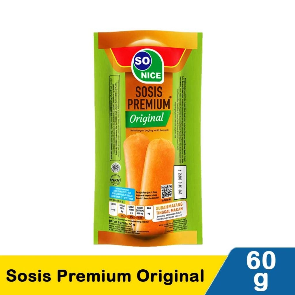 So Nice Sosis Siap Makan Premium Original 60g