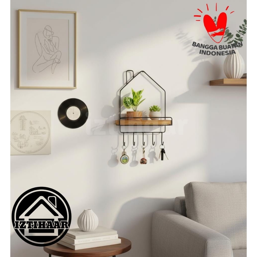 rak gantungan kunci/hiasan dinding minimalis modern terbaru kerangka besi serbaguna gantungan baju e