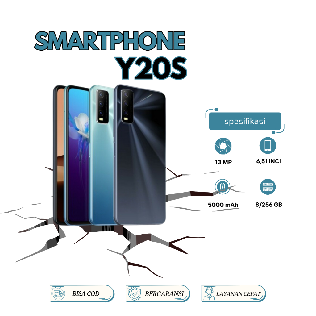 HP VIVO Y20S RAM 8/256GB KAMERA 13 MP LAYAR 6.51 INCI ORIGINAL GARANSI 1 TAHUN