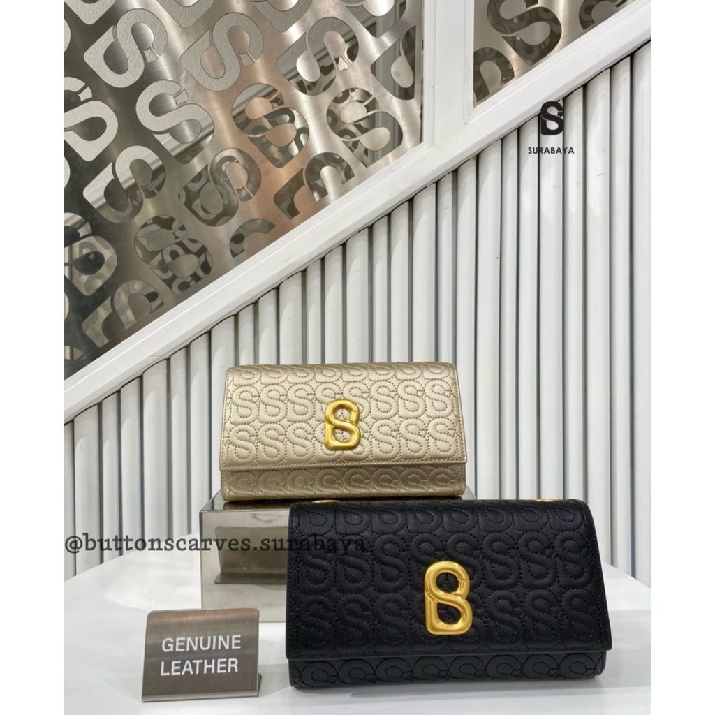 NEW LENGKAP BOX LUNA LEATHER WALLET ON CHAIN BAG BUTTONSCARVES