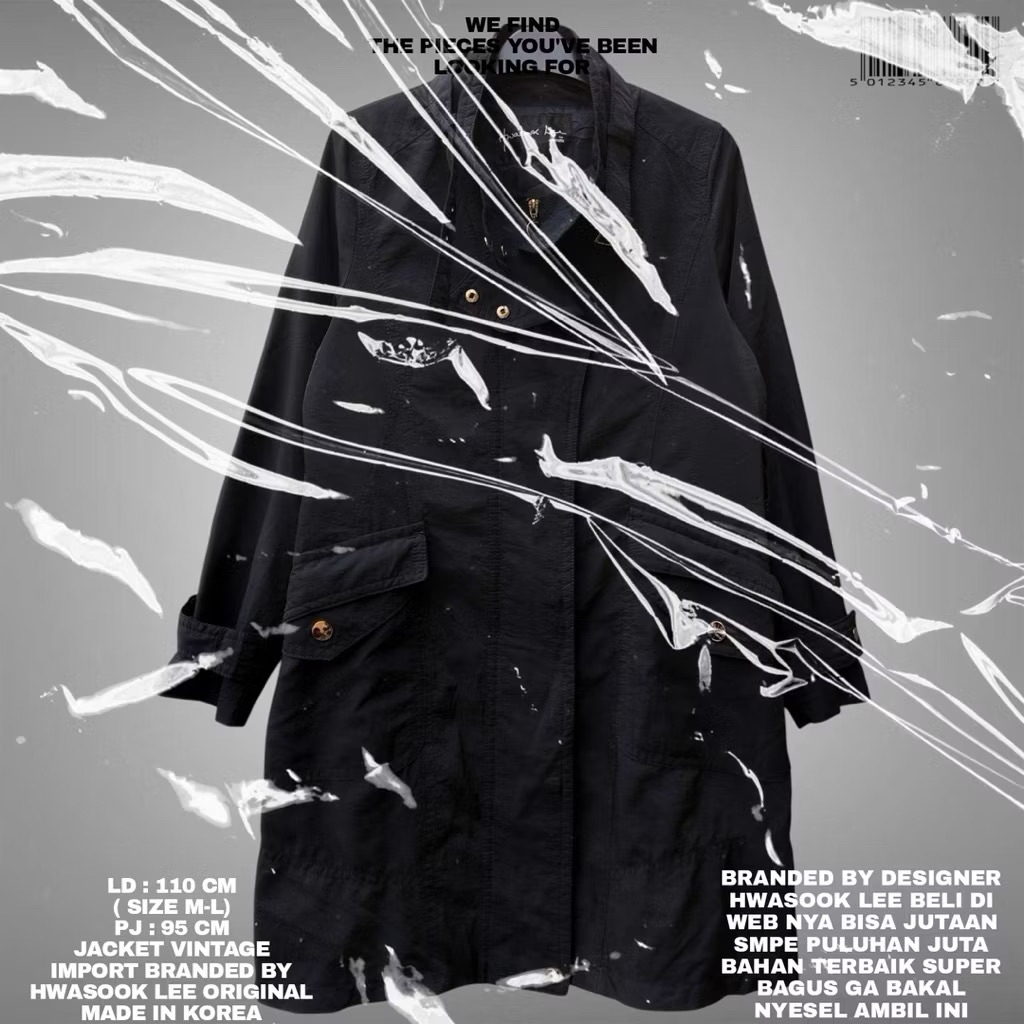 HWASOOK LEE ORIGINAL KOREAN JACKET PREMIUM/BLACK JACKET PREMIUM TEBAL BAHAN CANVAS JEANS KOREAN LOOK