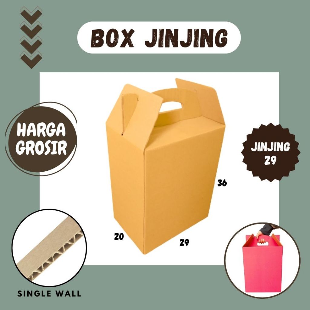 Box Jinjing 29x20x36 Kardus Gable Box Tenteng/Handle/Kardus/karton/Polos/buah/hampers