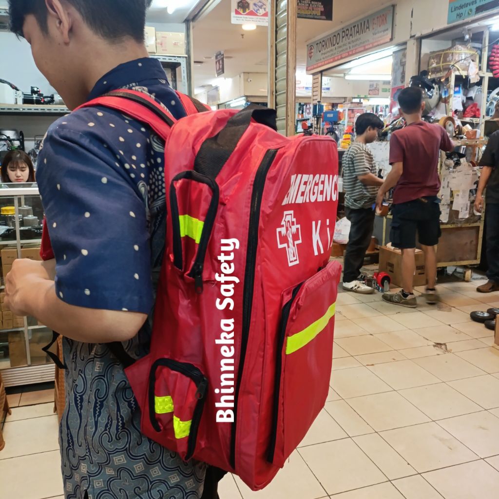 Tas Ransel P3K Merah Isi Type A,B,C / Tas Medis P3K Isi First Aid Kit Lengkap