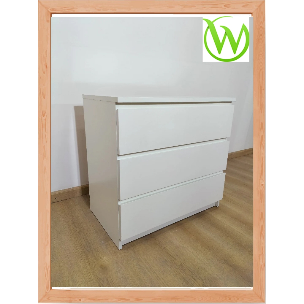 Lemari 3 laci pull out MALM Chest of 3 drawers lemari kayu baju kaos kaki perintilan kecil , berbaga