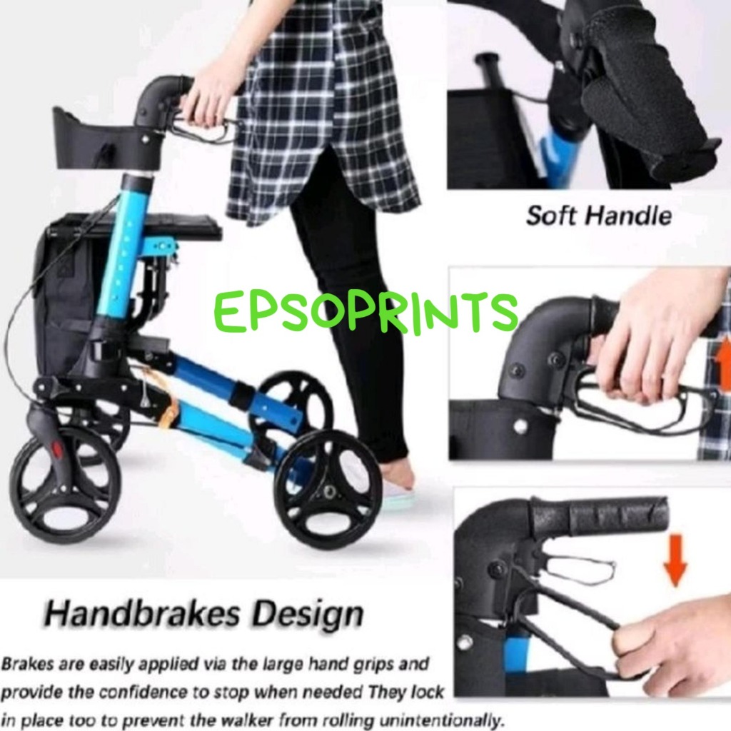 Alat Bantu Jalan Rollator Walker / Kursi Roda Lipat Lansia Premium