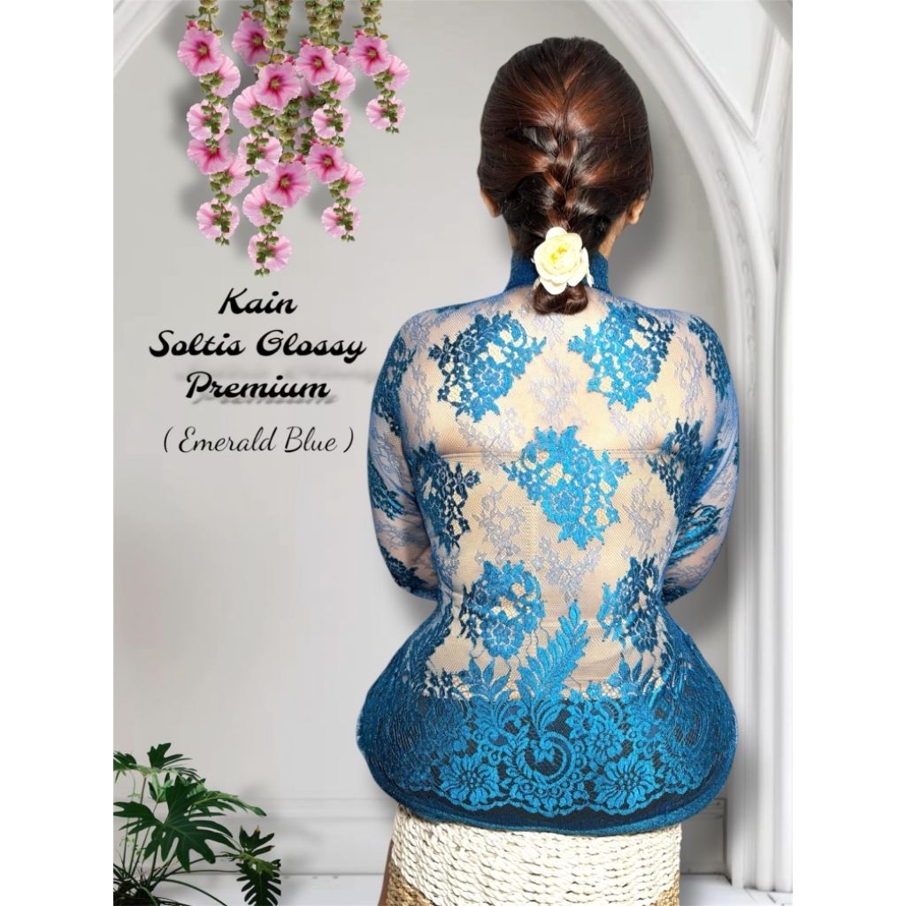 Kain Kebaya Brokat Metalik Soltis Ceplok Bayangan 2 Baju (2.5 Meter)