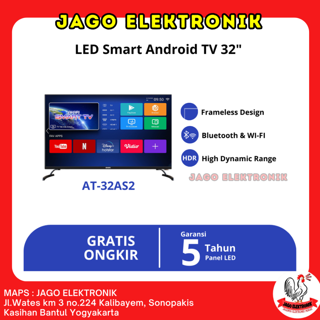 Akari 32 Inch LED Android TV ( 32 INCH SMART TV ANDROID ) AT-32AS2