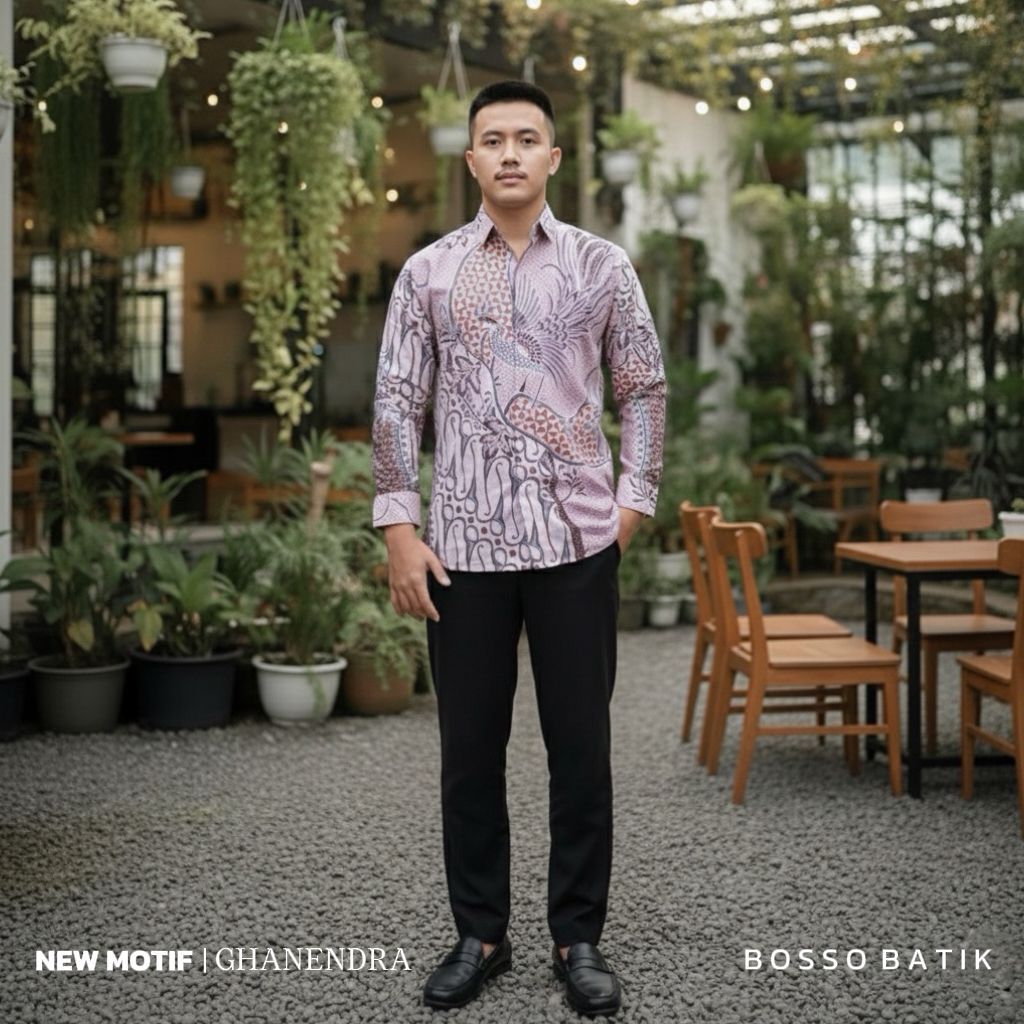 Batik Bosso Ghanendra Kemeja Batik Pria Lengan Panjang Pendek Katun Dengan Dalaman Furing Nyaman Lem