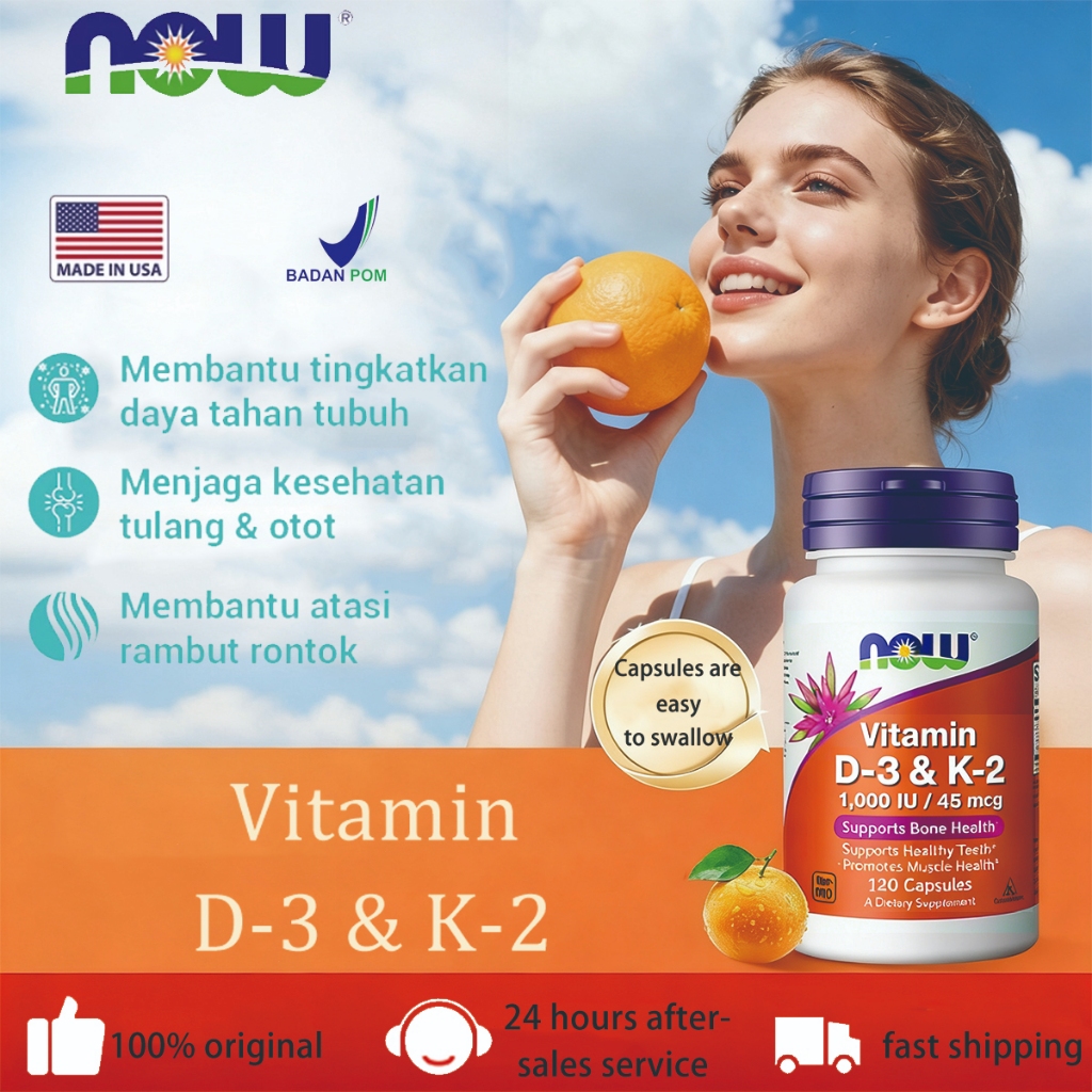 Now Vitamin D-3 1000IU K-2 45mcg K2 / Vitamin D3 K2 120 Capsules