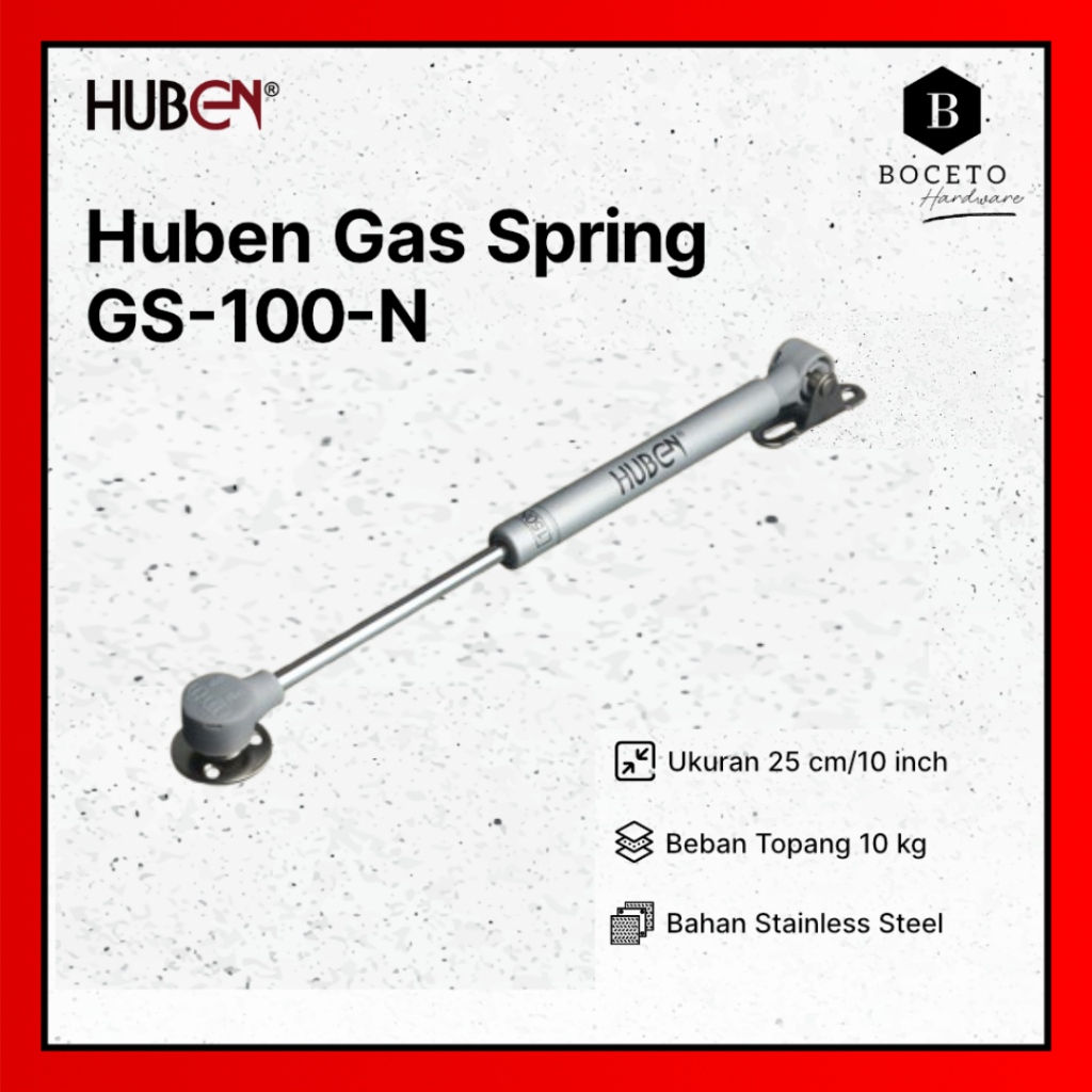Gas Spring Huben GS-100-N - Furniture Cabinet Engsel Hidrolik Buka Otomatis - Boceto Hardware