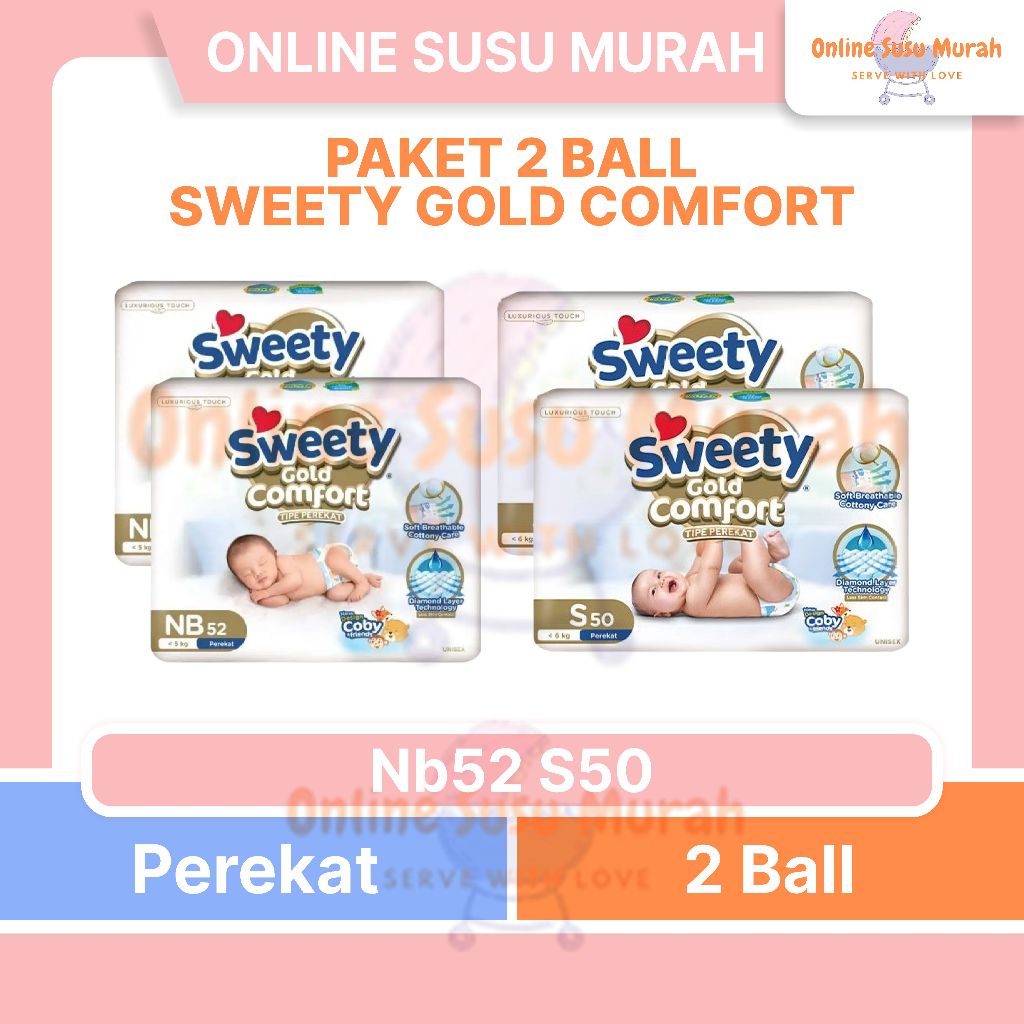 SWEETY GOLD COMFORT TAPE PAKET 2 BALL NB52 S50 POPOK PEREKAT NB 52 S 50 PPKS