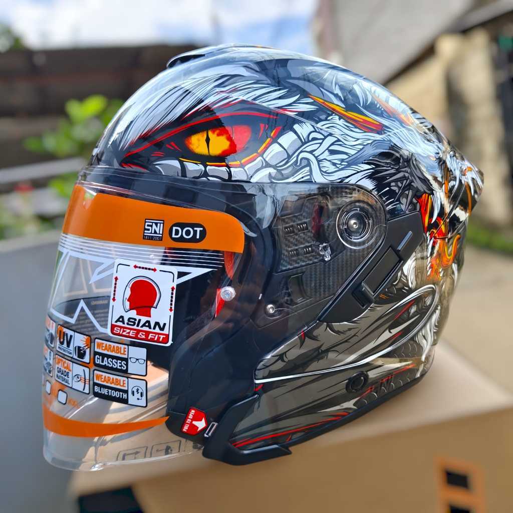 HELM INK TERRA 2 MOTIF CUSTOM | DRAGON | DOUBLE VISOR