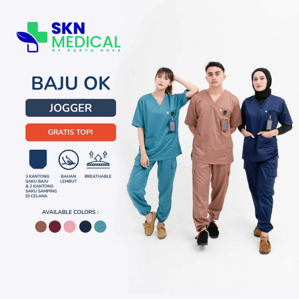 [ CLEARANCE SALE ] SKN Medical Baju OK Jogger Lengan Pendek | OK Dokter Model Jogger | Scrub Jogger 