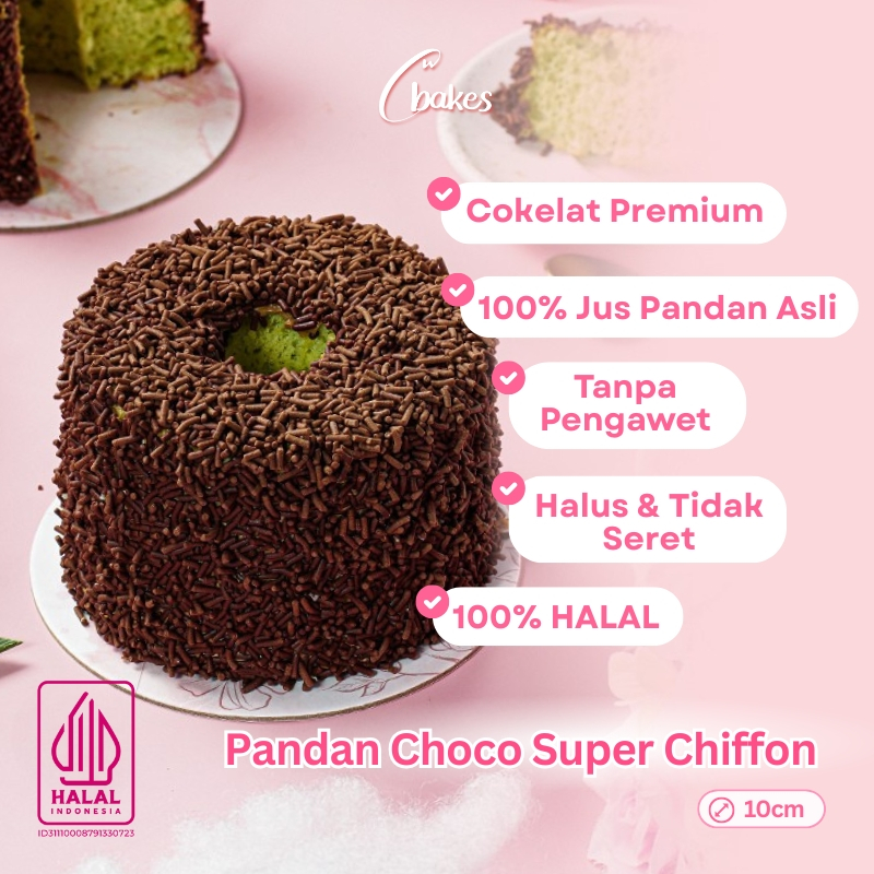 C BAKES – Kue Bolu Chiffon Pandan Coklat Meses - Pandan Choco Super Chiffon Cake HALAL