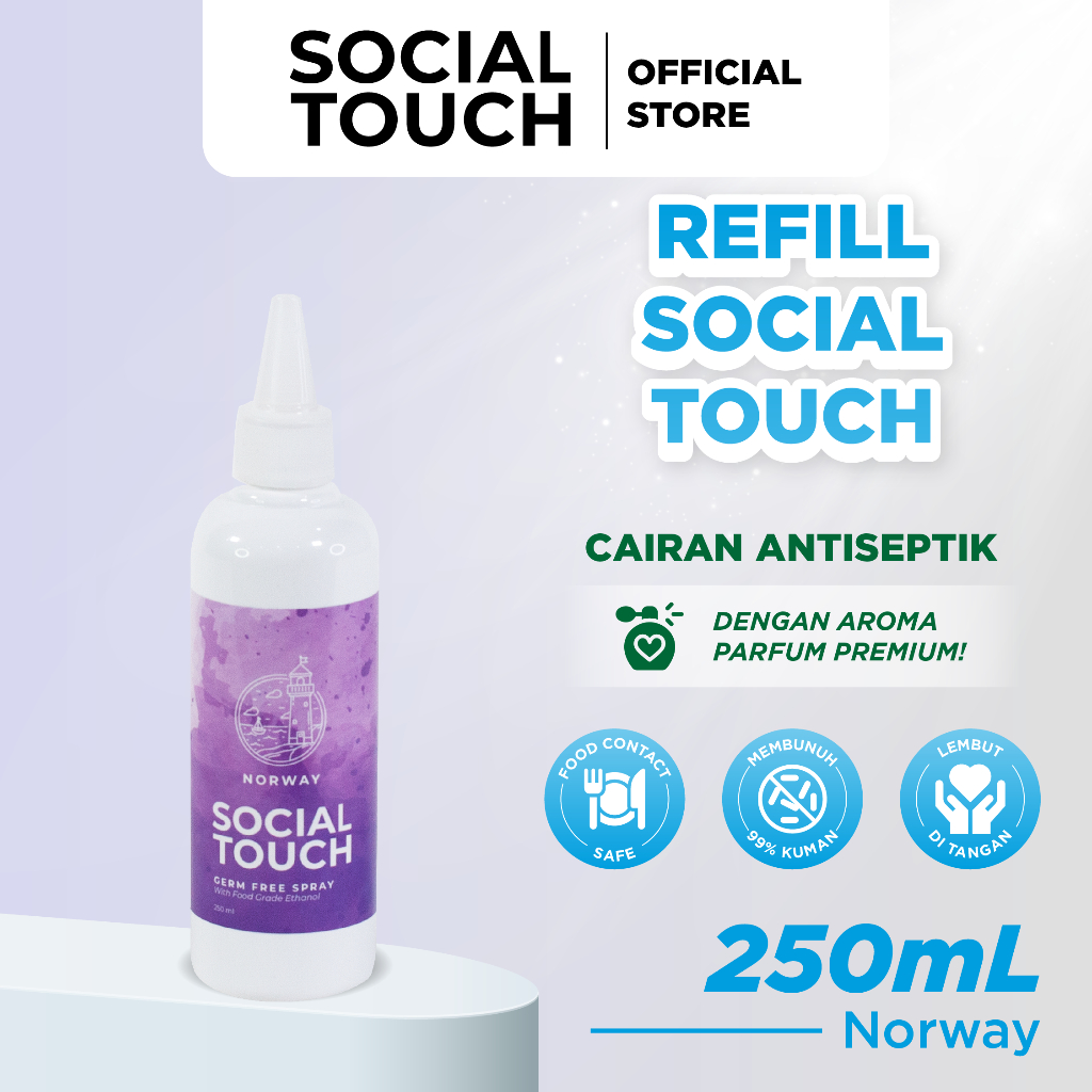 SOCIAL TOUCH Refill Pocket Hand Sanitizer Food Grade - Germ Free Spray Antiseptic Cair 250mL