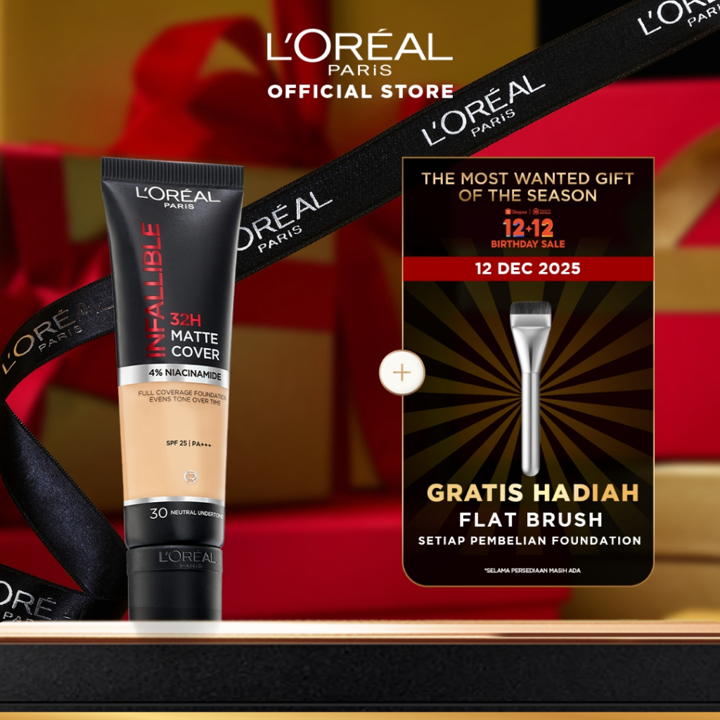 L’Oreal Paris Infallible 32 Hr Matte Cover Liquid Foundation - 30ml (Make Up Loreal Natural Tahan 32