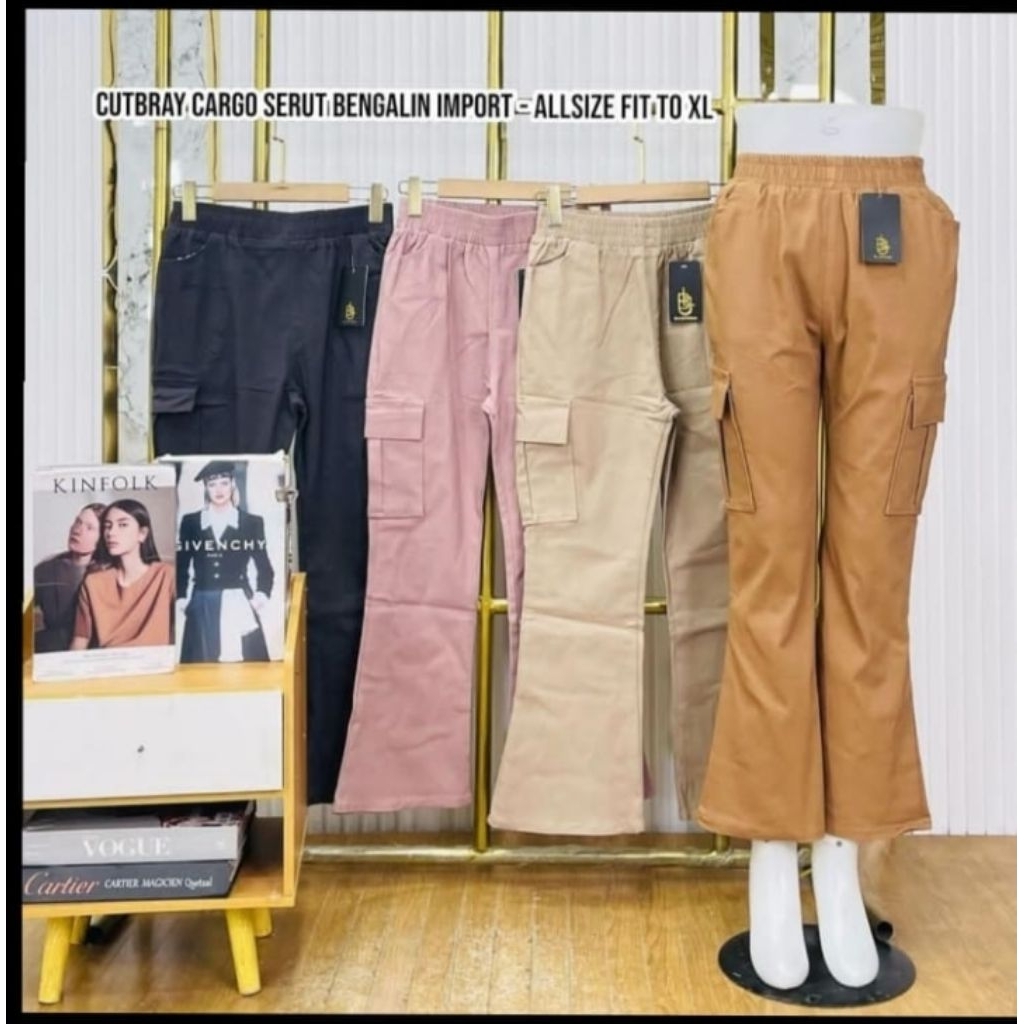 Celana Cutbray Cargo Serut Bengalin