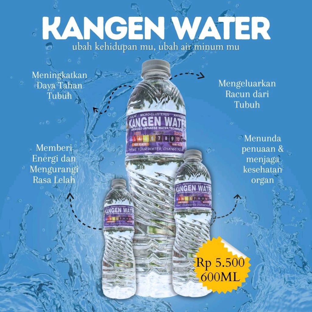 kangen water 600ml-Air dengan teknologi jepang dengan pH 9,5