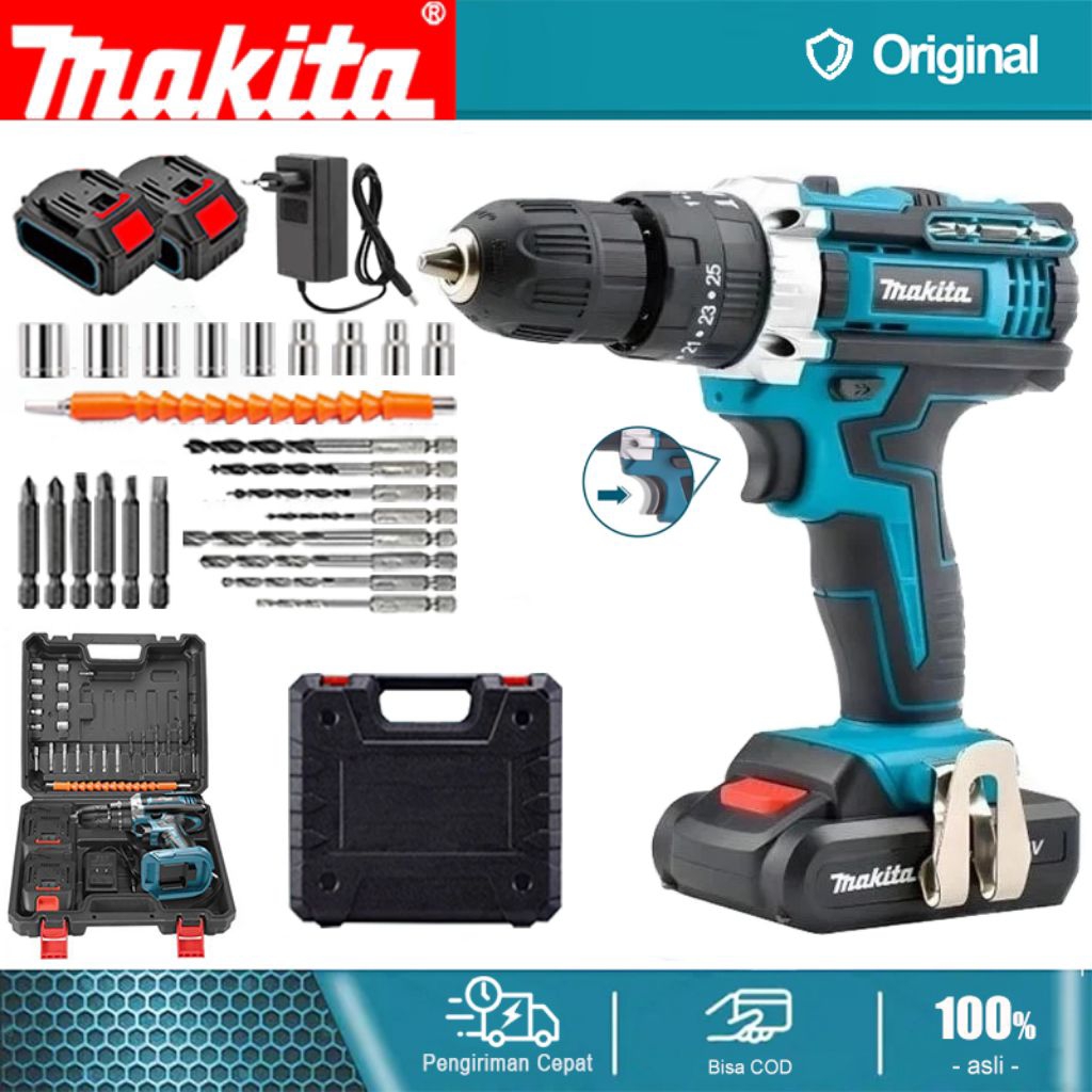 Makita Mesin Bor baterai Cas 388Vf 10mm Bor Listrik Tangan Cordless Bor Tangan Baterai
