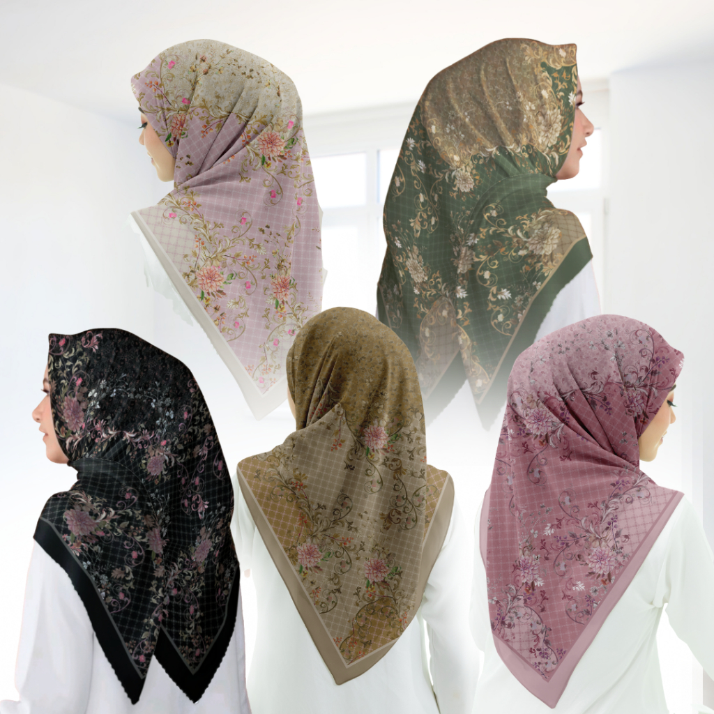 Shofa Fashion - Hijab kerudung segi empat Voal motif Series Afya