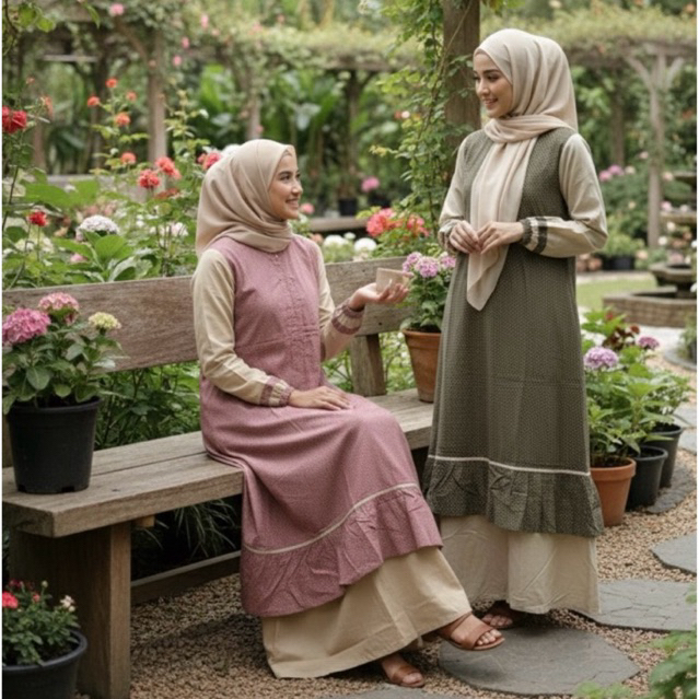 Gamis Ramee Mabelle Dress katun Terlaris Jepang garis busui