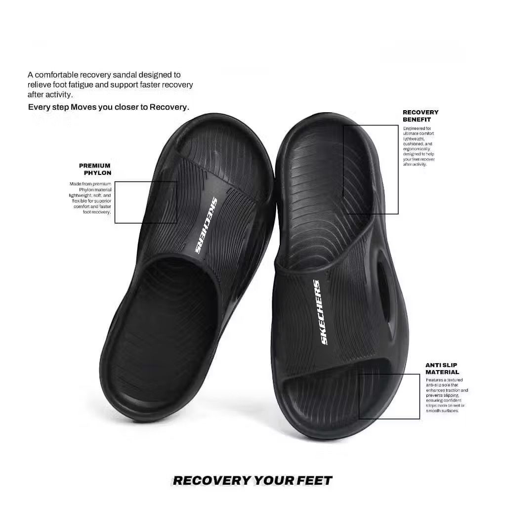 Sandal selop pria skechers sandal slip on anti slip sandal cowok nyaman & casual