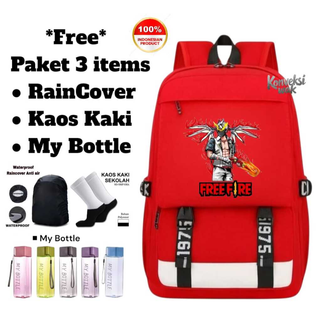 Tas Ransel Anak Import Kekinian - Tas Ransel Anak Sekolah Laki-laki TK-PAUD-SD karakter [[ FREE FIRE
