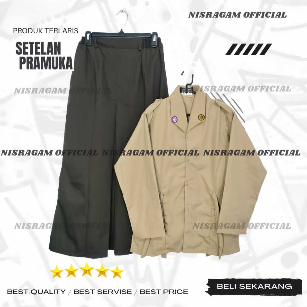 Setelan Seragam Sekolah Kemeja Tali pramuka Coklat+ Rok Span Belah 1