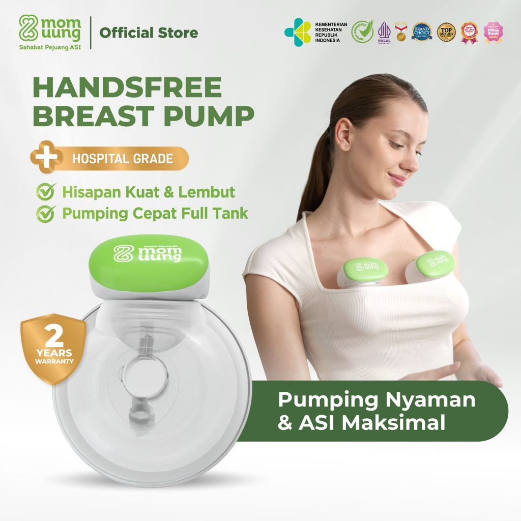 Mom Uung Pompa ASI Handsfree Wireless Dual Mode - Hospital Grade - Garansi 2 Tahun - Hisapan Kuat & 